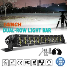 Dual Row 14inch 600W LED Light Bar Spot Flood Work Offroad ATV SUV Truck UTV 4WD