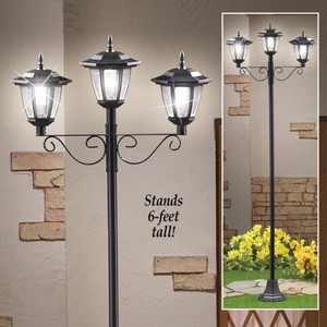 6ft Tall Traditional Triple Lantern Head Solar Powered ... 6ft Tall Traditional Triple Lantern Head Solar Powered ...