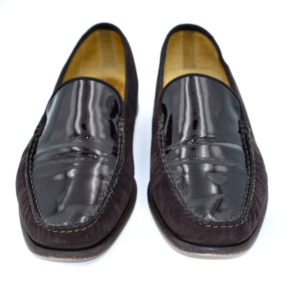 Mocasines sin cordones Escada marrón oscuro de gamuza y charol talla 9 B/39 Foto 3 de 4