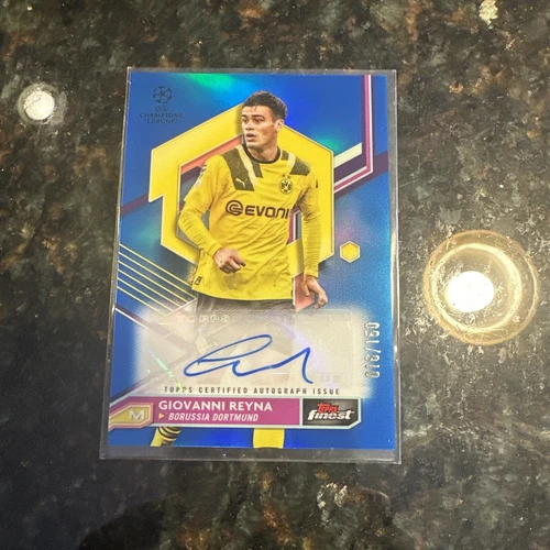 2022-23 Topps Finest  Champion League Giovanni Reyna Auto BLUE Refractor 16/150