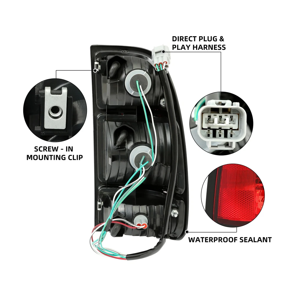 Juego de luces traseras de freno con bombillas traseras para camioneta Toyota Tundra 2000-2006 Foto 3 de 4