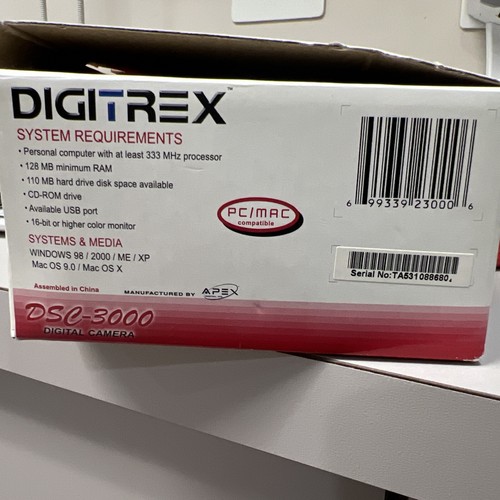 Cámara digital Digitrex DSC-3000, APEX, usada en caja con suministros, ¡probada funciona! - Imagen 11 de 11