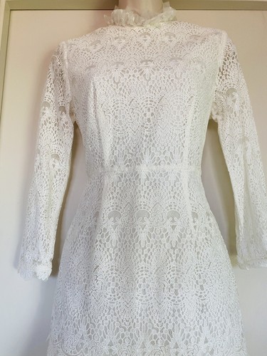 ASILIO Back With A Vengeance White Women’s Lace Mini Sheath Cocktail Dress AU 8 - Picture 6 of 14