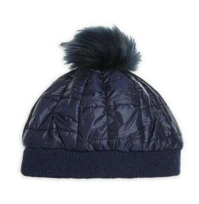 NEW Bari Lynn Toddler's Navy Blue Real Fox Fur-Tip Pom-Pom Puffy