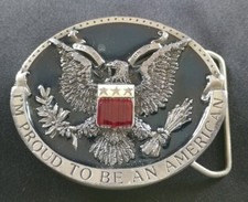 PROUD TO BE AMERICAN PATRIOTIC EAGLE VINTAGE BELT BUCKLE BERGAMOT MADE IN USA 81