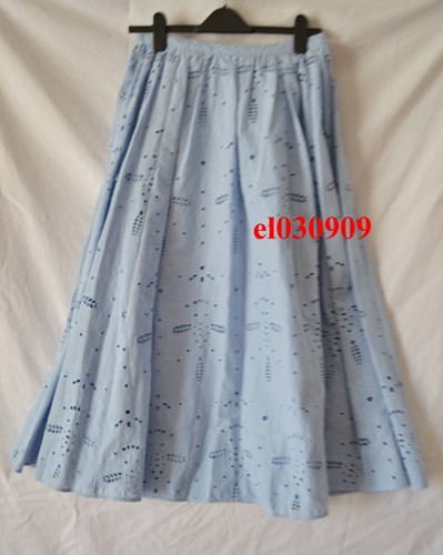 ZARA NEW WOMAN HIGH-WAIST ZW CAPE SKIRT CUTWORK EMBROIDERY SKY BLUE SIZE L - Afbeelding 4 van 4