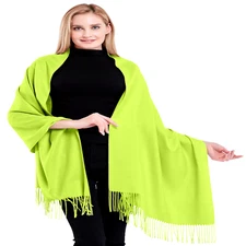 Lime Green 100% Cashmere Shawl Pashmina Scarf Wrap Hand Made in Nepal CJ Apparel
