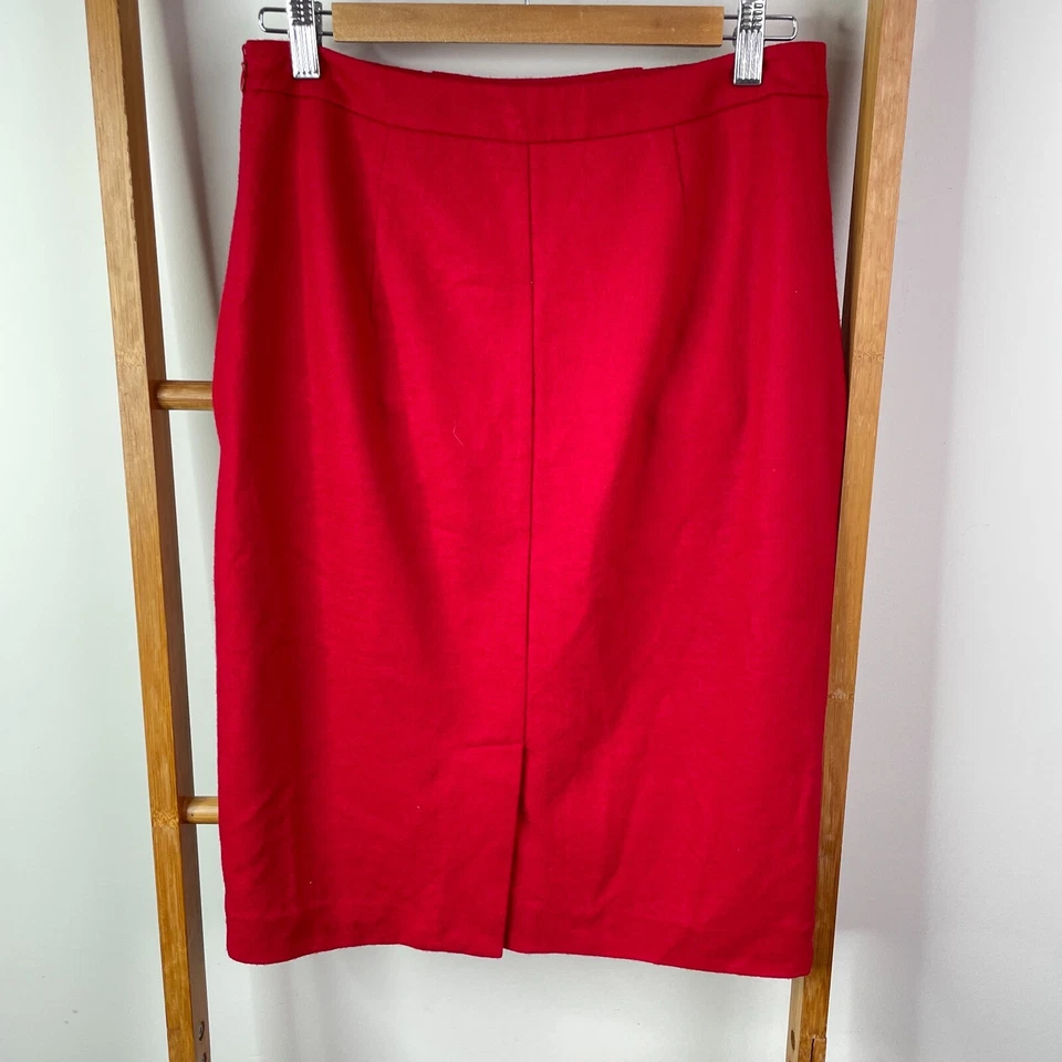 Falda lápiz Jigsaw para mujer 10 mezcla de lana roja hasta la rodilla negocios oficina carrera Foto 4 de 4