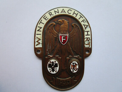 ADAC-alte Plakette,KFZ-Plakette Winternachtfahrt 1936 FMC