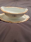Noritake Acacia bone china yellow-green gravy bowl with attached underplate — photo 1