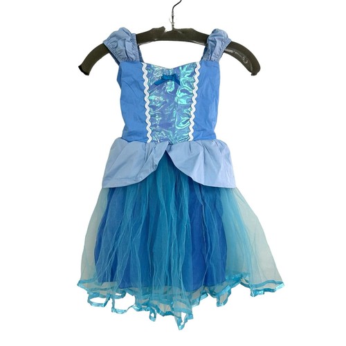 Disney Princess Cinderella Girls Halloween Costume Tie Back Tulle Dress 8/10 - Picture 2 of 6