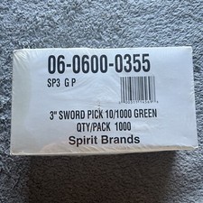 Spirit Brand 06-0600-0355 Green 3” Food/Cocktail Sword Picks (Qty: 1000)