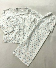 American Girl Child M Emily Pajama Set White Blue Pink Floral Flannel