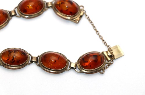 Antique Baltic Amber Silver 935 Bracelet 20.9g. - Picture 2 of 6