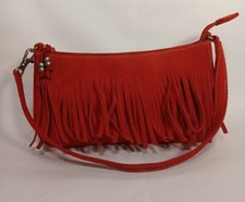Nine West RED Fringed Purse Handbag Shoulderbag