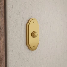 Renovators Supply Wired Brass Door Bell Push Button 4" L Lacquered Finish