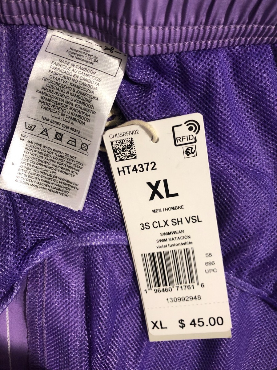 Men's Adidas Sportswear Stripes CLX Swim Shorts VSL Purple