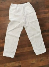 MATCH POINT USA 100% Linen Pants Women’s Size M White Lagenlook (36X27.5)0335