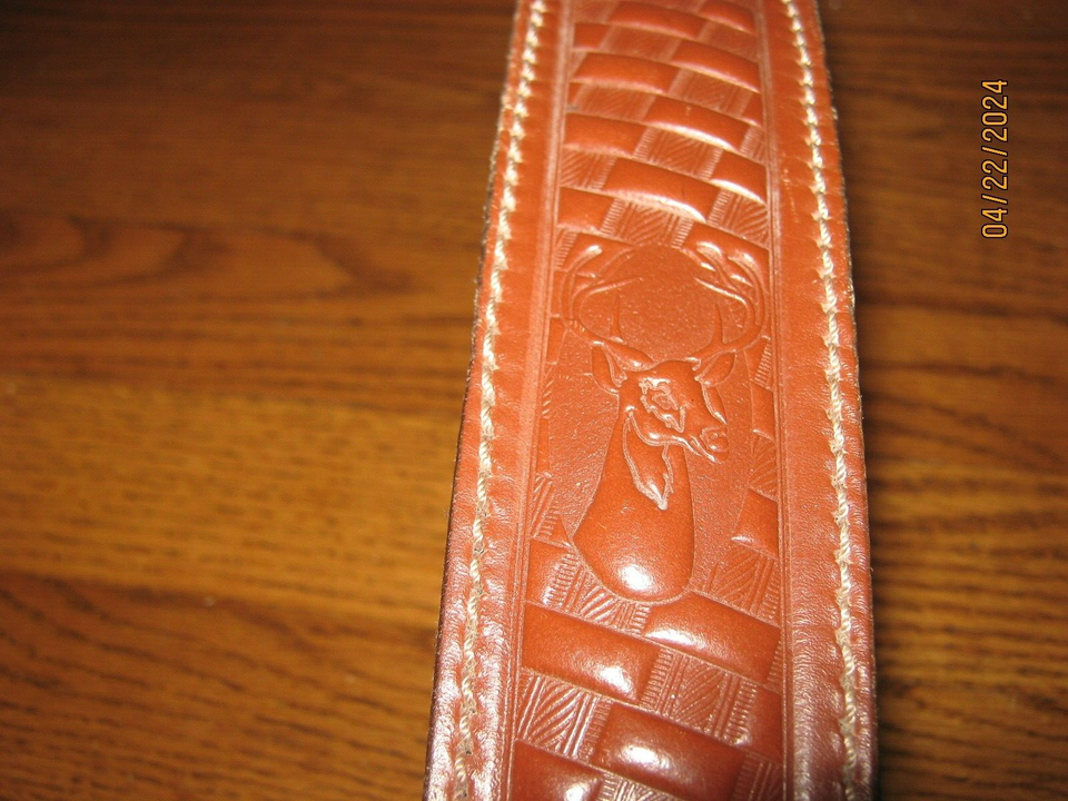 Saddle Mate Basket Weave Brown Leather Gun Rifle Sling with Basket