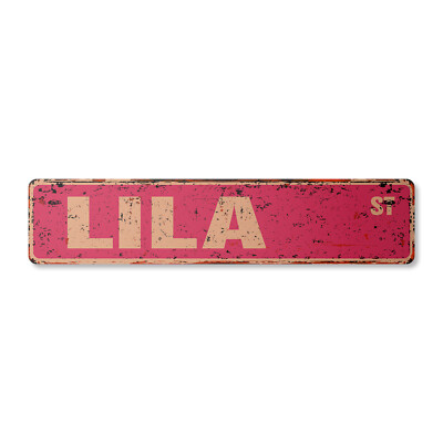 LILA Vintage Street Sign Childrens Name Room Metal Sign
