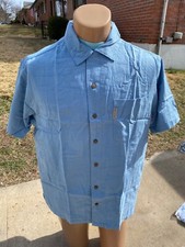 Columbia Men's River Lodge Palm Trees Button Front Shirt Blue Size Medium NEW