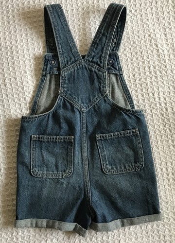 Toddler Shortalls Old Navy Unisex Medium-Wash Jean Blue Denim Size 5T - Picture 2 of 4