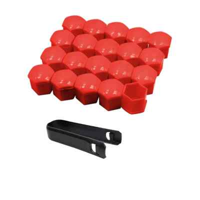 20 x 17 mm Sechskant rot Leichtmetallfelgenschrauben Abdeckungen + Demontagewerkzeug Universal UK