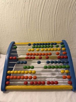 Vintage Playskool Abacus Blue Sides Yellow Rods Various Colors Educational Toy