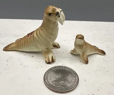 VTG BRADLEY Bone China Miniature Walrus family set of 2 Japan Original Tag BSS
