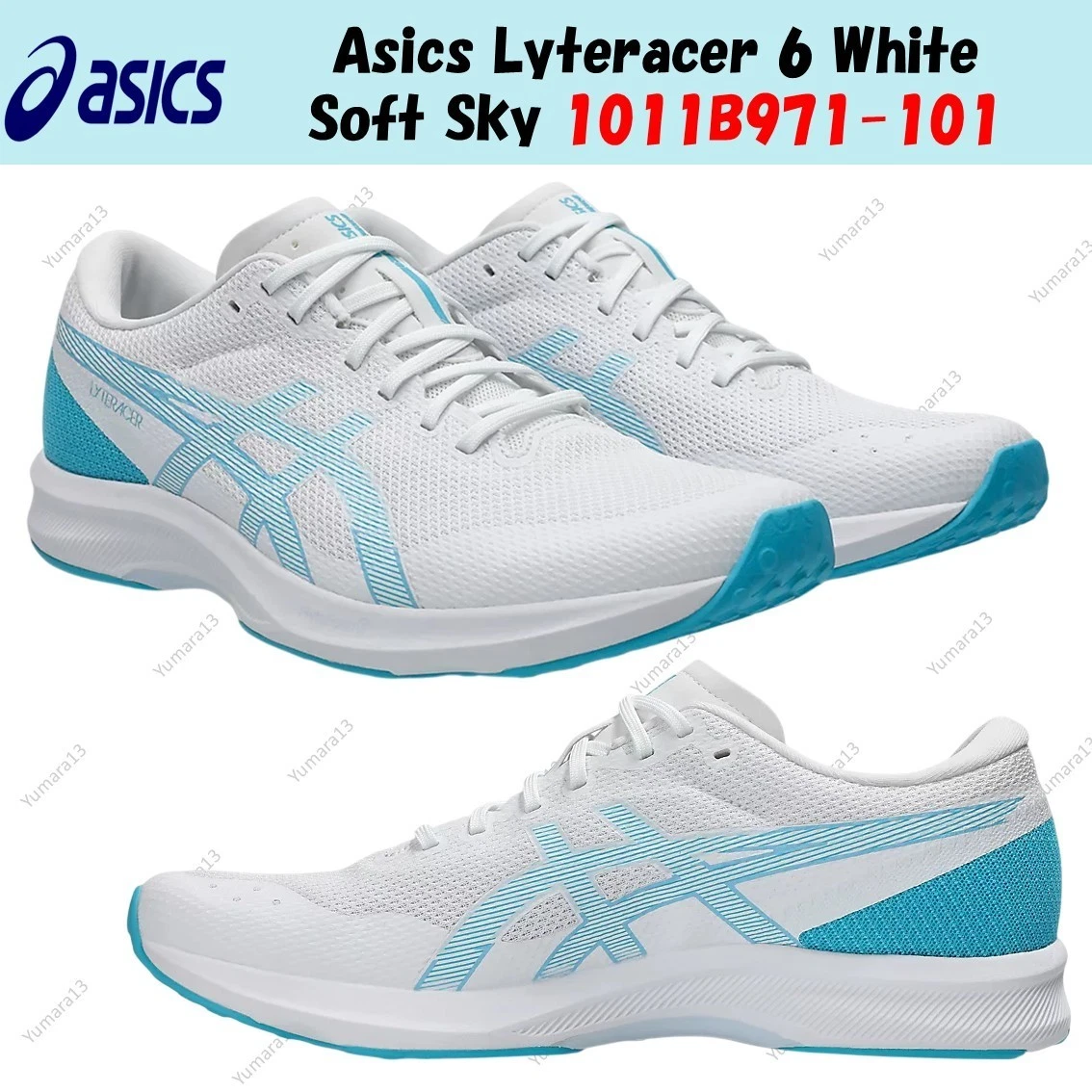 Asics Lyteracer 6 White Soft Sky 1011B971 101 taglia uomo