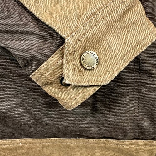 Pendleton Greenhorn Canvas Hooded Work Jacket Men M Brown Tan Chore Coat Durable - Picture 9 of 13