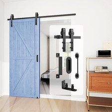 Barn Door Hardware Kit 6FT Heavy Duty Sliding Door Track Kit with Floor Guide...