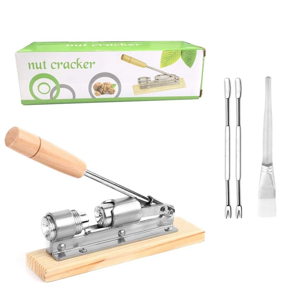 Heavy Duty Adjustable Nut Cracker With Wooden Base And Cleaning Brush - Image 3 of 4
