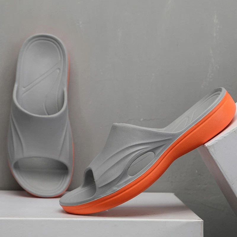 Men Shower Non-Slip Home Slippers Male Open Toe Soft Shower Swimming Gym Sandals - Image 2 of 4