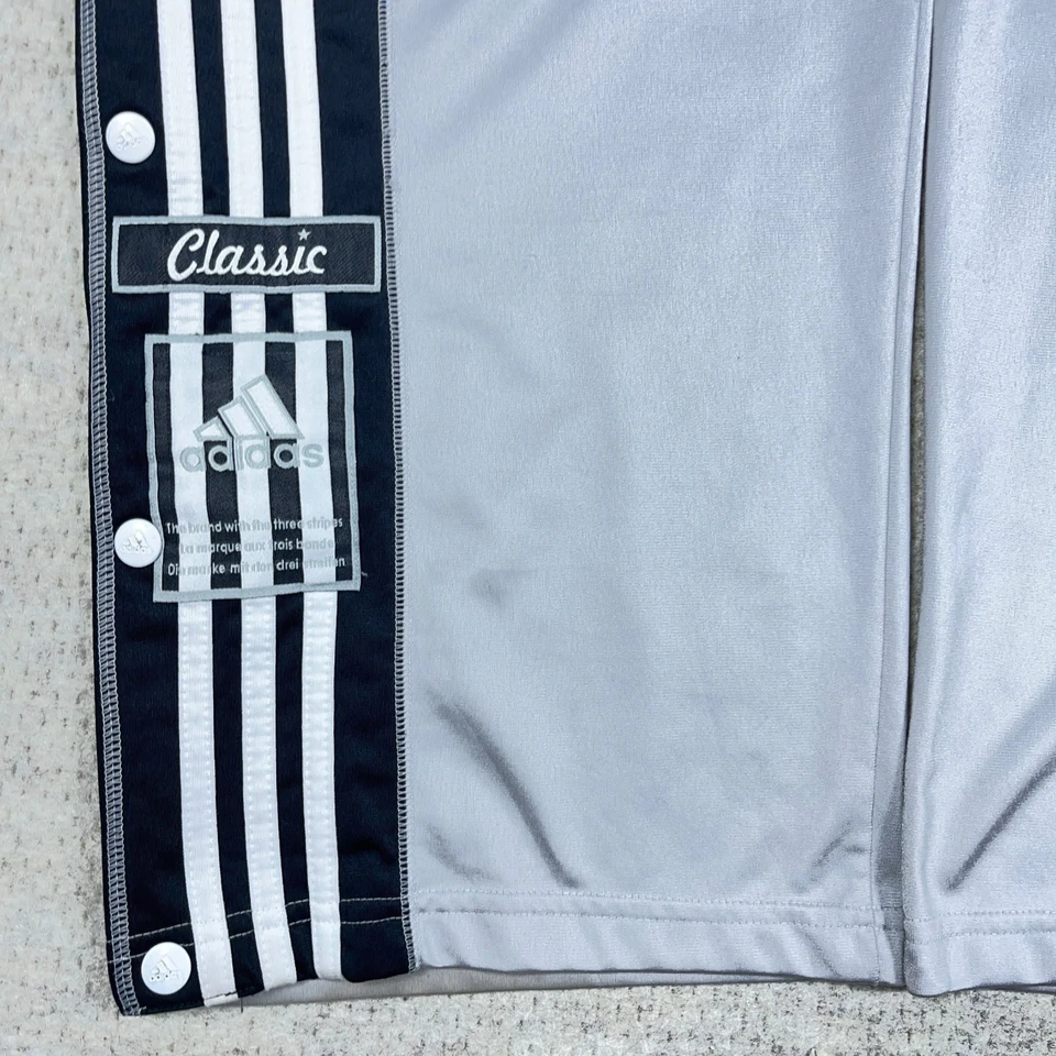 复古 Y2K 阿迪达斯运动裤男式 30x29 灰色黑色分离宽松 Dazzle Shinny — 第 3/4 张图片