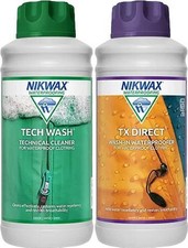 Nikwax Tech Wash & TX Direct Twin Pack Cleaning Waterproof Outdoor Clothing 2x1L 14.98 per litre