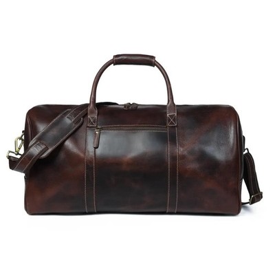 Full Grain Leather Weekender Bag | Distressed Espresso Brown Travel Duffel