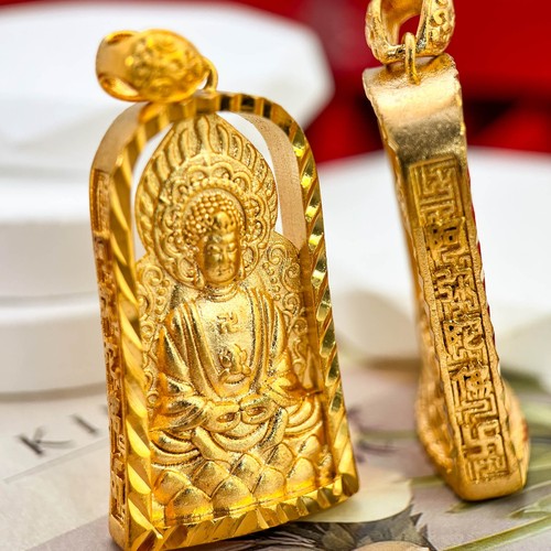 New Buddha 24K THAI BAHT YELLOW GOLD Pendant - Picture 5 of 5