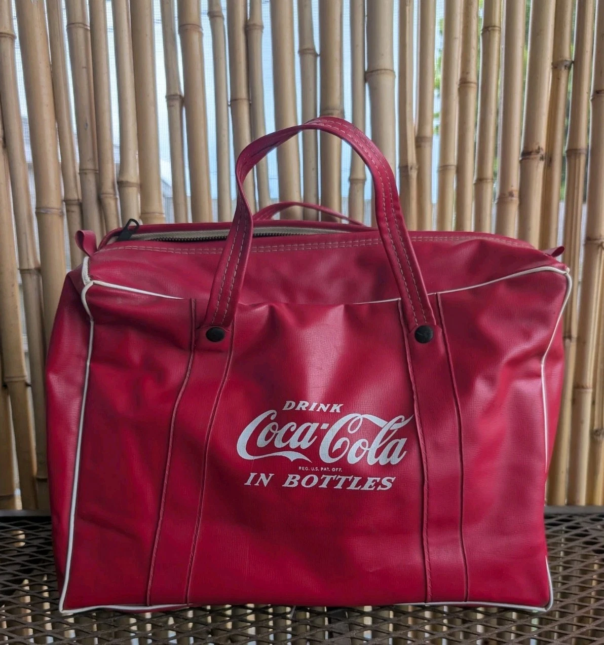 Vintage 50's DRINK COCA-COLA IN BOTTLES Picnic Cooler Duffle Bag