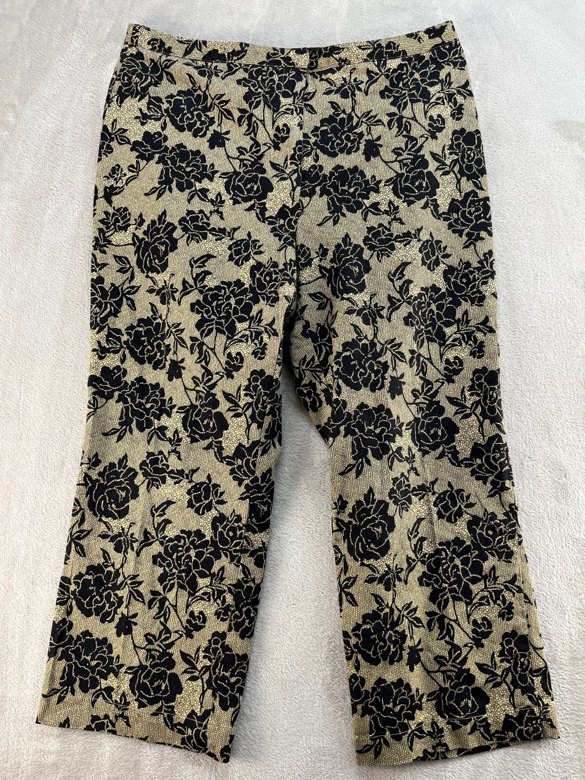 GEORGE Floral Capris Womens 16 Tan/Black Straight Casual Casual Boho