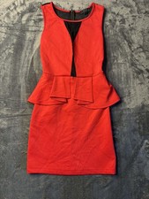 GUESS Red Peplum Bodycon Sleeveless Scoop Neck Short Dress Size S Regular