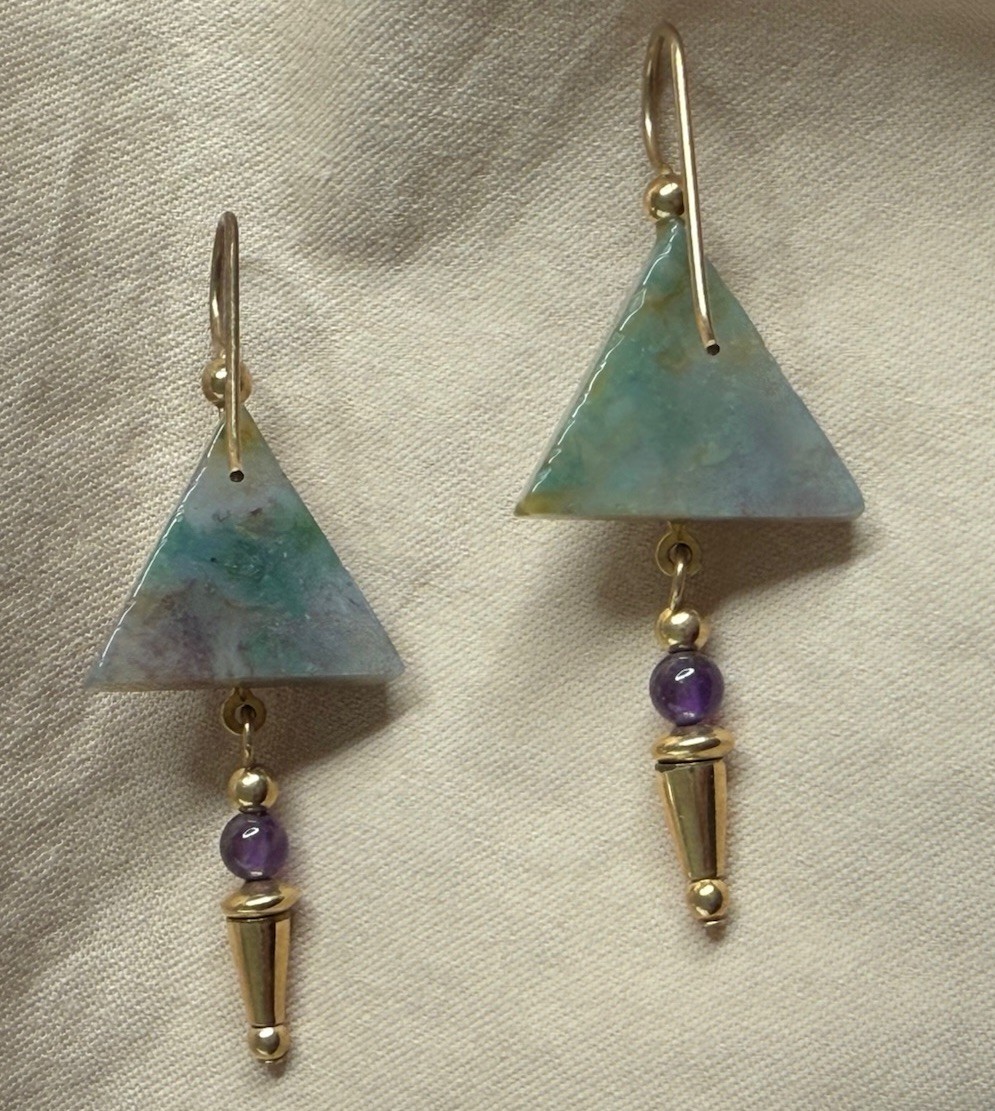 Vintage Unique Dangle Drop Triangular Pyramid Sha… - image 9