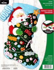 Bucilla Christmas Felt Stocking Applique Kit 18" Long SANTA'S CANDY CHRISTMAS