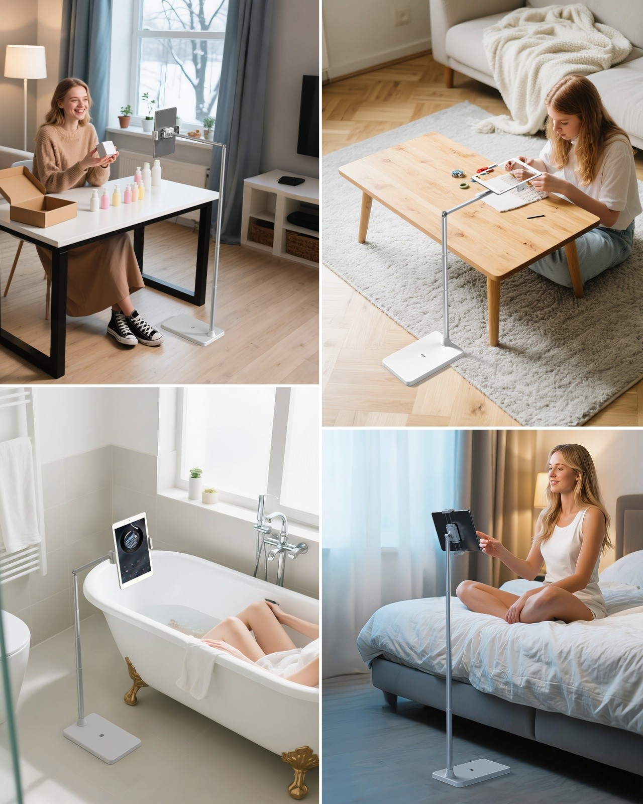 CAMOLO Tablet Floor Stand Stretchable Holder Overhead Bed Phone Mount Foldable