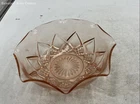 Vintage Hazel Atlas Pink Diamond Arches Ruffled Depression Glass Bowl
