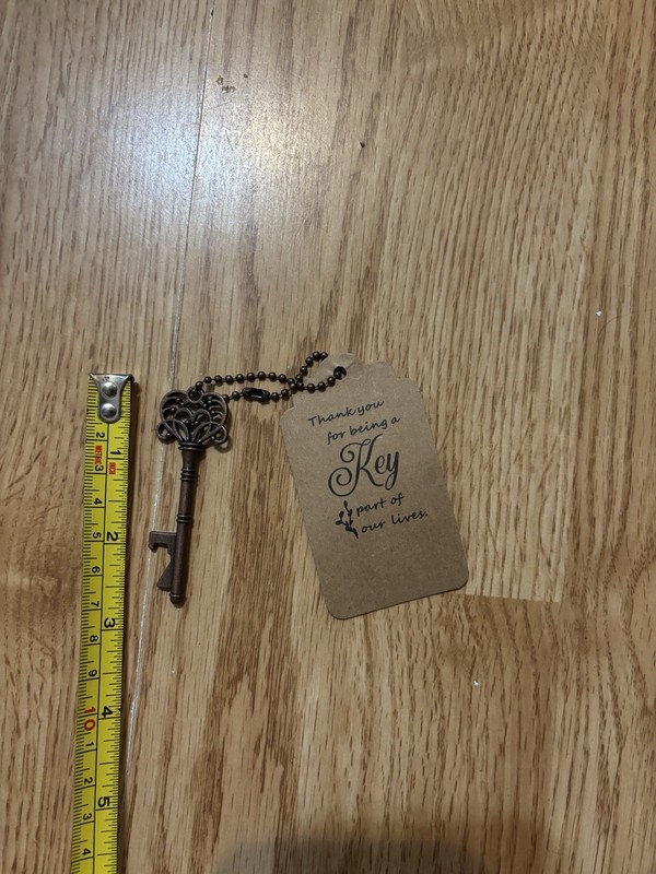 Vintage Bronze Key Wedding Favor with Thank You Tag Included