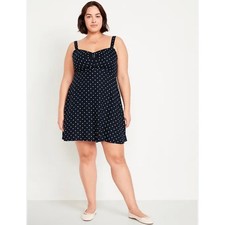Old Navy Fit & Flare Mini Dress Navy White Polka Dot Women's L Petite Nautical