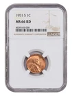 1951-S 1C NGC MS66RD - Lincoln Cent (Wheat Reverse)