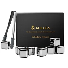 Christmas Whiskey Stones, 8 Packs Stainless Steel Whiskey Chilling Rocks, Reu...