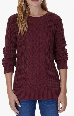 Nautica Womens Single Cable Knit Tunic Sweater Burgundy Red XXL NWT
